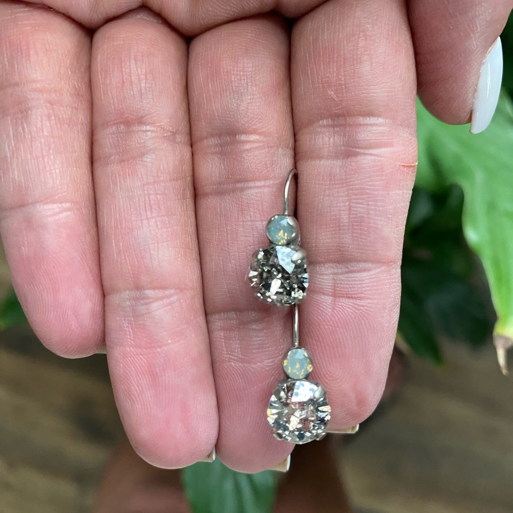 Mariana Silver Teardrop Earrings with Clear Gemstones
